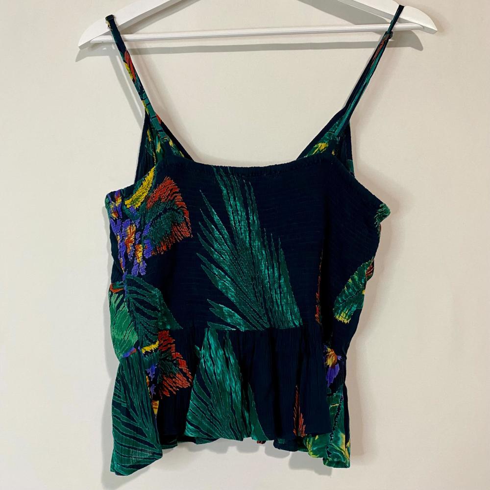 Patrons Of Peace Women’s Fauna Fit & Flare Top Blouse Green Tropical Size M EUC - Picture 7 of 7